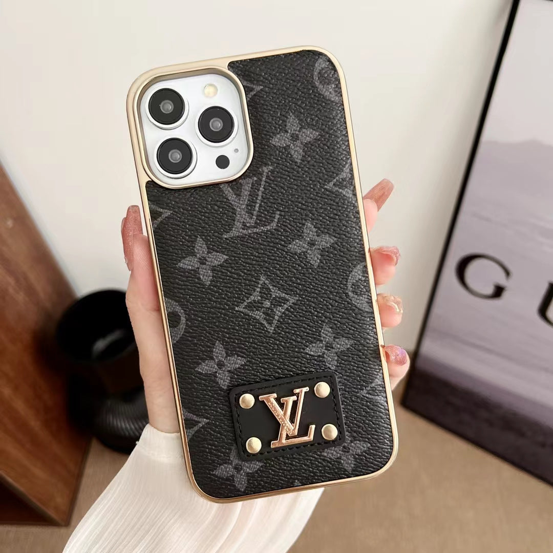 L.V Leather Logo iPhone Case