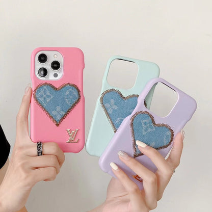 L.V Cute Denim Heart iPhone Case