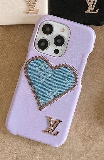 L.V Cute Denim Heart iPhone Case