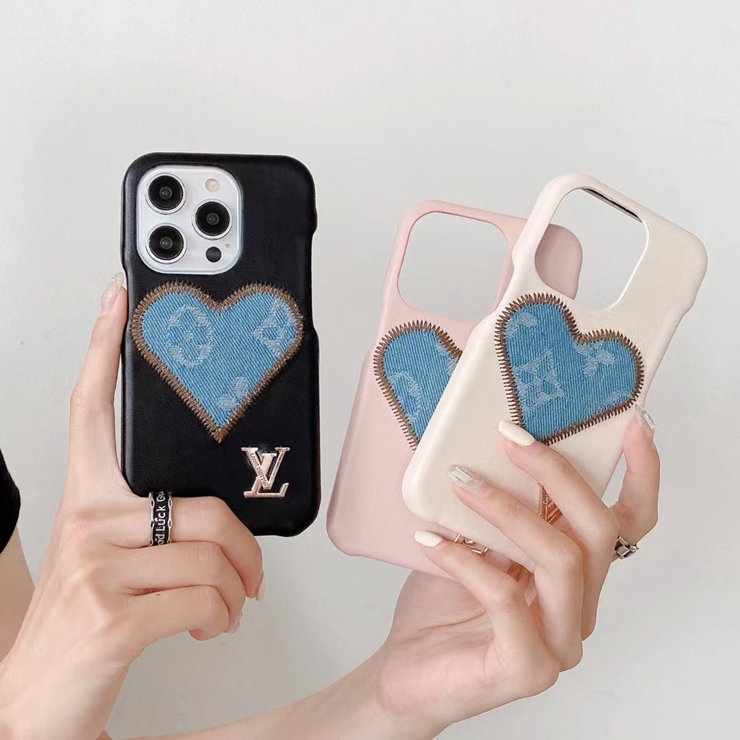 L.V Cute Denim Heart iPhone Case