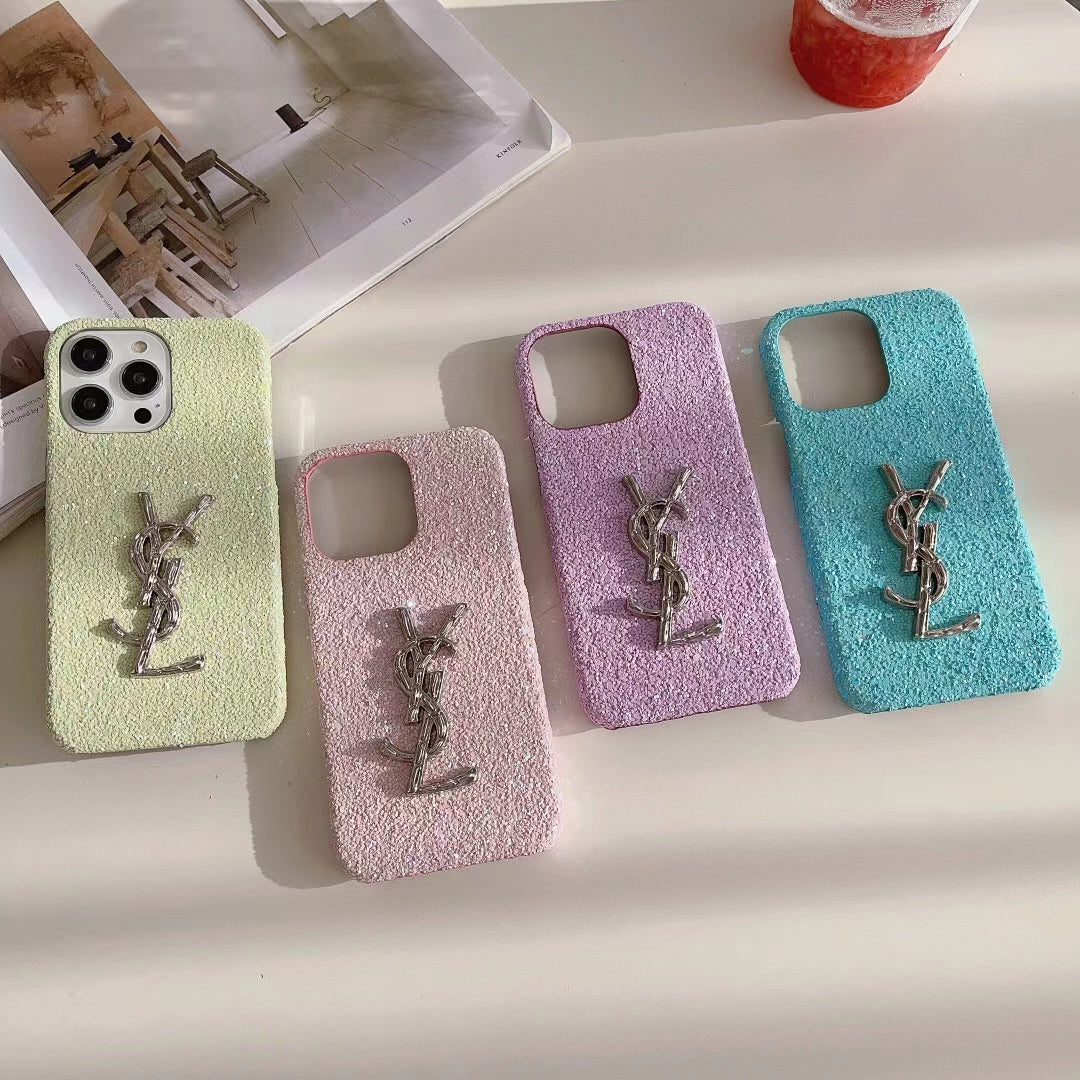 Y.S.L Pastel Glitter iPhone Case