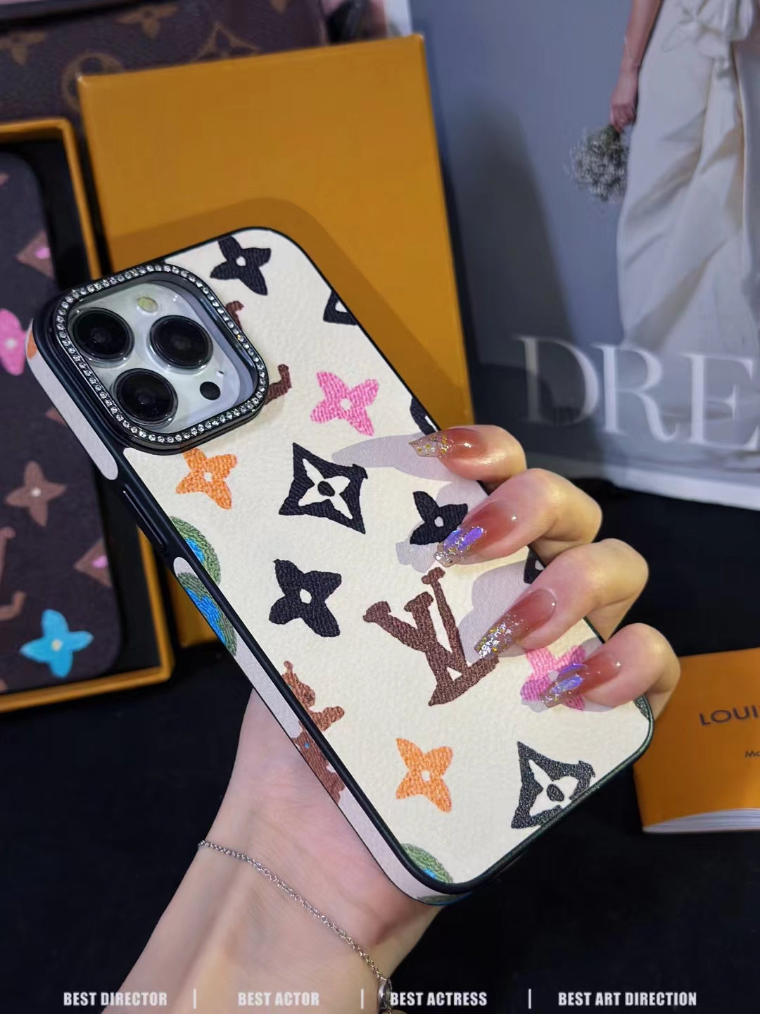 L.V Diamond Camera Border iPhone Case