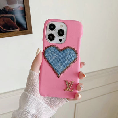 L.V Cute Denim Heart iPhone Case