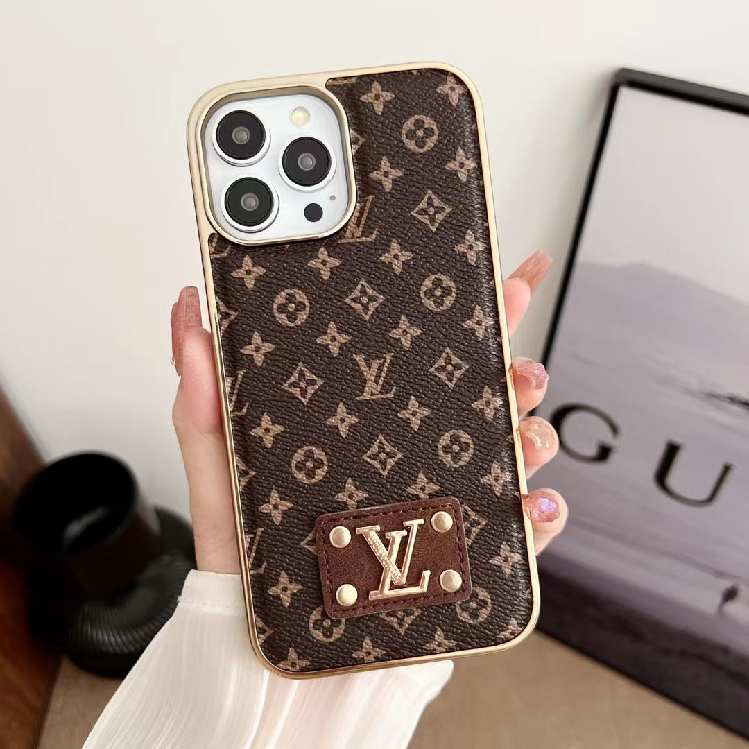 L.V Leather Logo iPhone Case