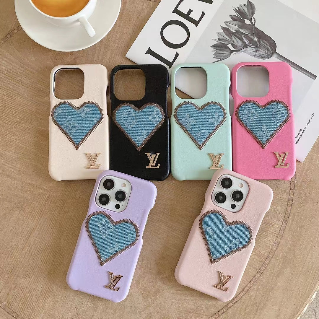 L.V Cute Denim Heart iPhone Case