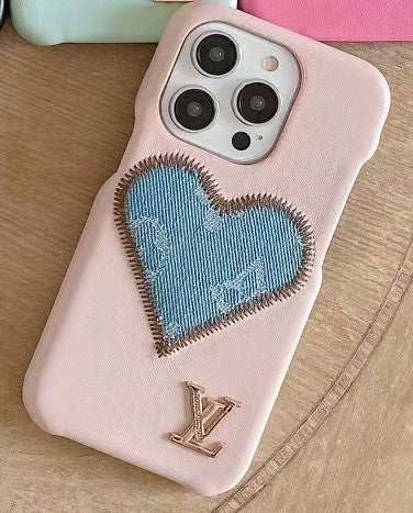 L.V Cute Denim Heart iPhone Case