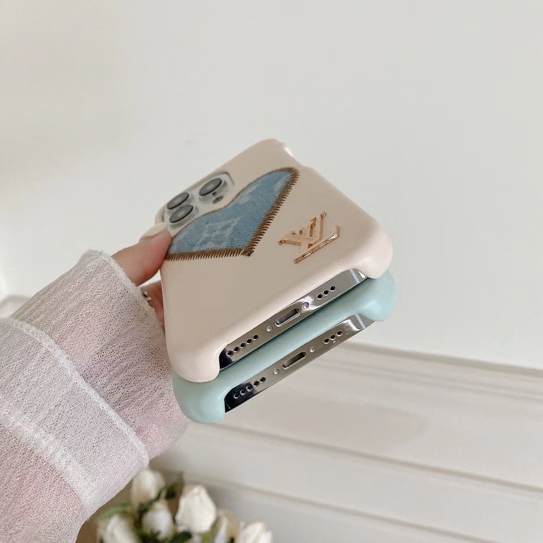 L.V Cute Denim Heart iPhone Case