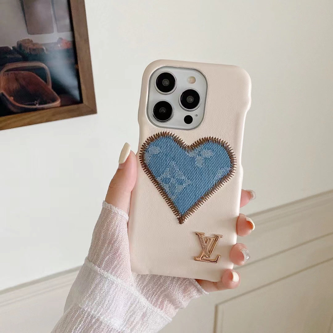 L.V Cute Denim Heart iPhone Case