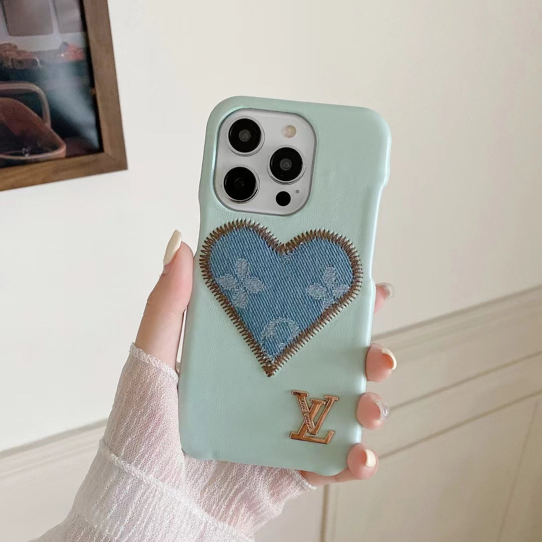 L.V Cute Denim Heart iPhone Case