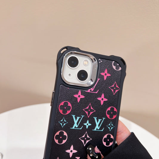 L.V Extra Bumper Protection iPhone Cases With Designed Chain