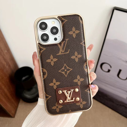 L.V Leather Logo iPhone Case