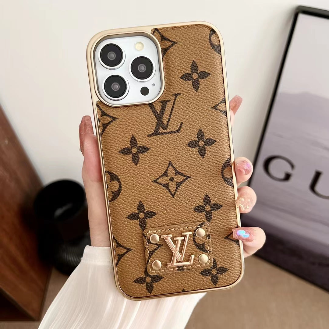 L.V Leather Logo iPhone Case