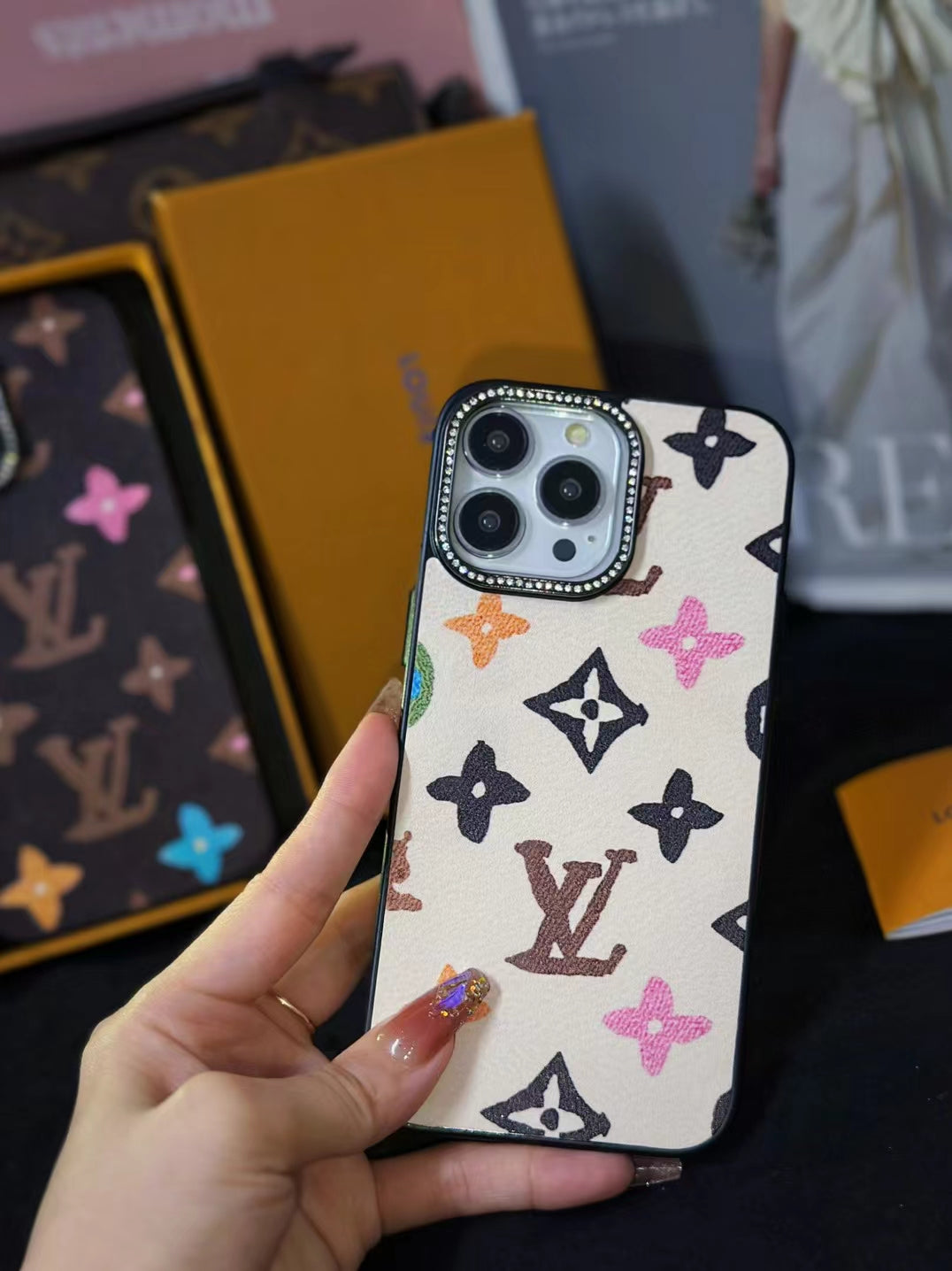 L.V Diamond Camera Border iPhone Case