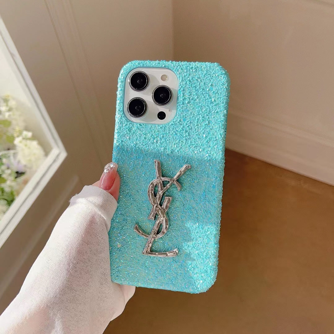 Y.S.L Pastel Glitter iPhone Case