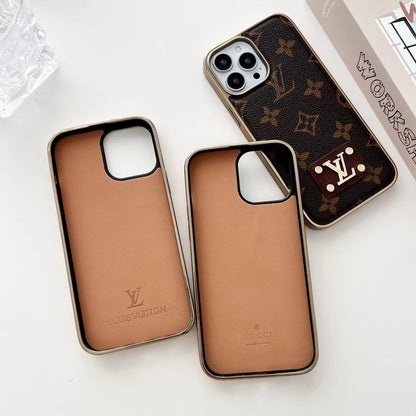 L.V Leather Logo iPhone Case