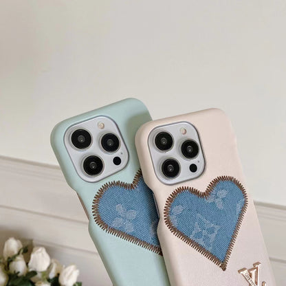 L.V Cute Denim Heart iPhone Case