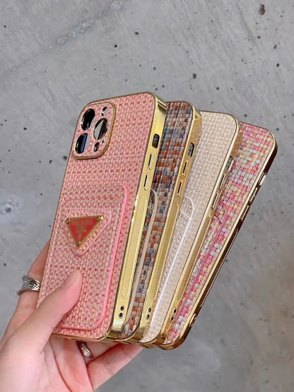 PD Rattan Single Card Slot iPhone Cases