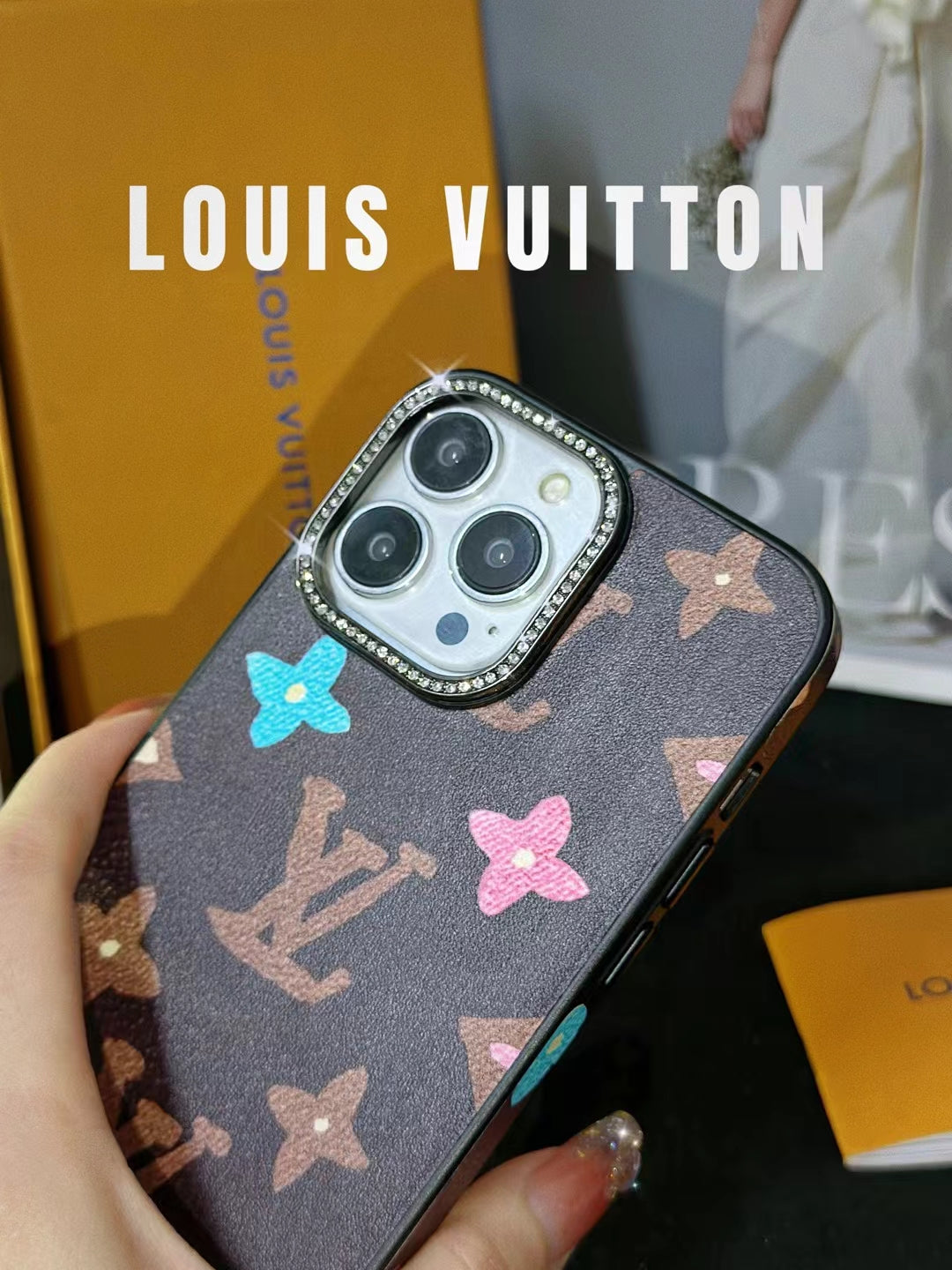 L.V Diamond Camera Border iPhone Case