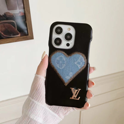 L.V Cute Denim Heart iPhone Case