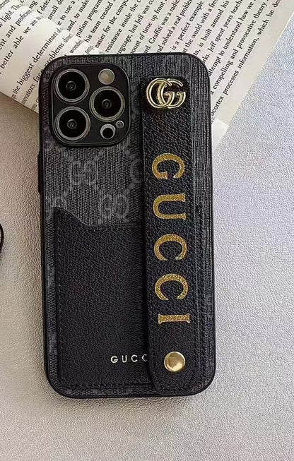 G.C Luxury iPhone Case with Card Slot and Wrist Strap